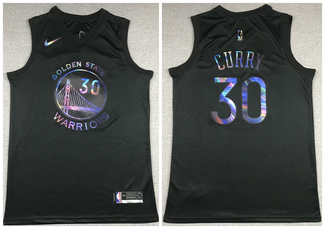 Men's Golden State Warriors #30 Stephen Curry Black NBA Crucial Catch Stitched Jersey